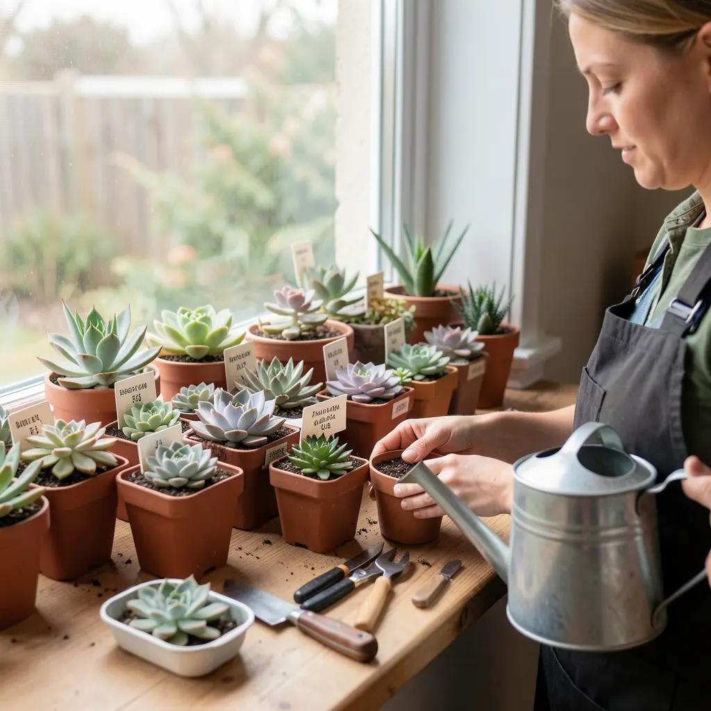 Plant care specialist working with indoor plants