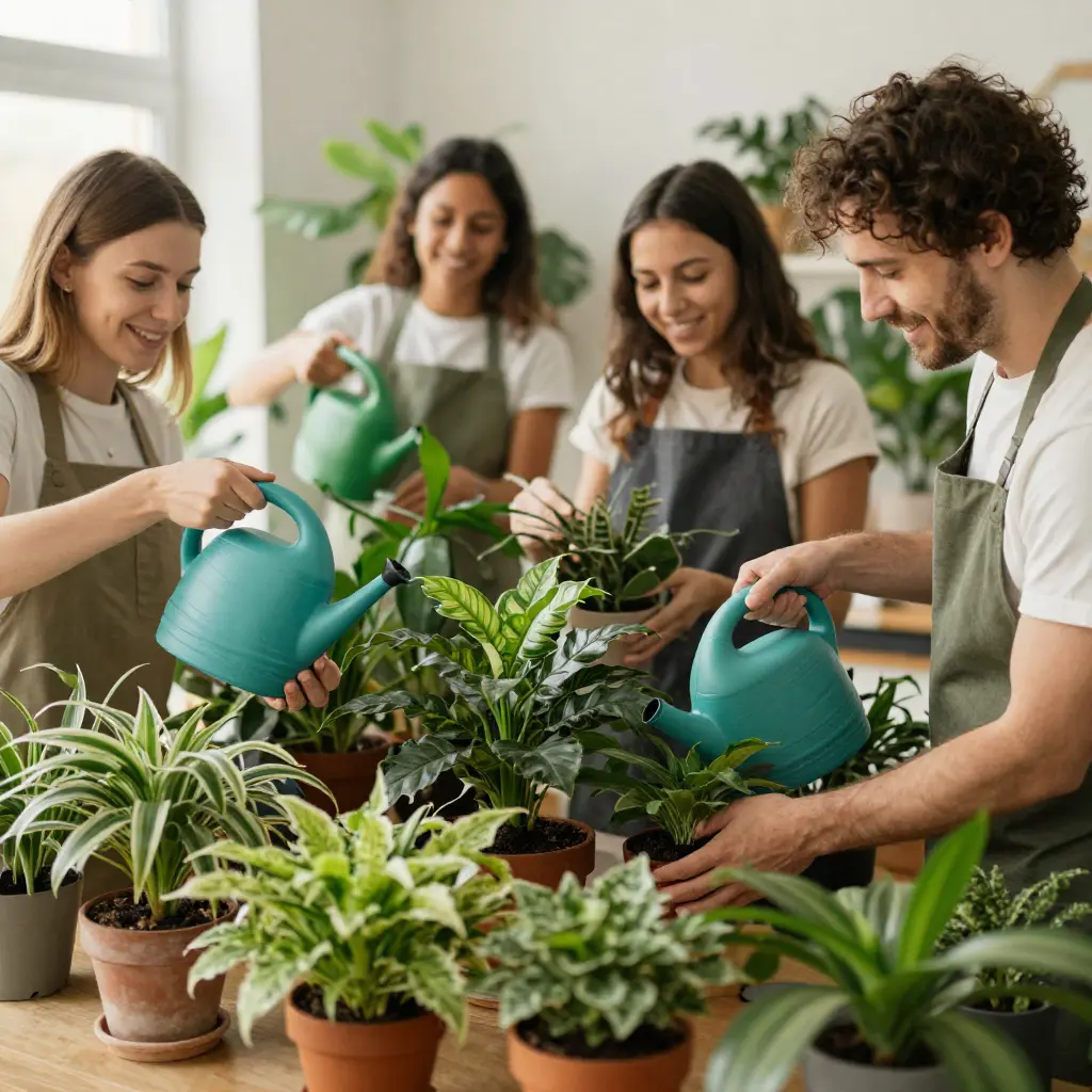 Team caring for indoor plants